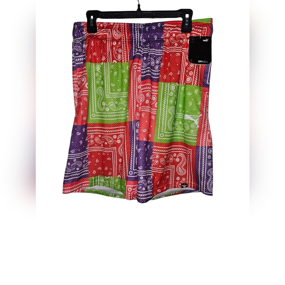 Puma LaMelo Paisley All Over Print Mesh Basketball Shorts Men's Large 537101-01